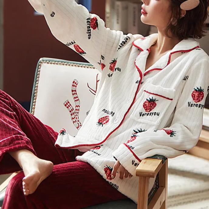 Pyjama d'hiver en polaire pour femme - Deux pièces