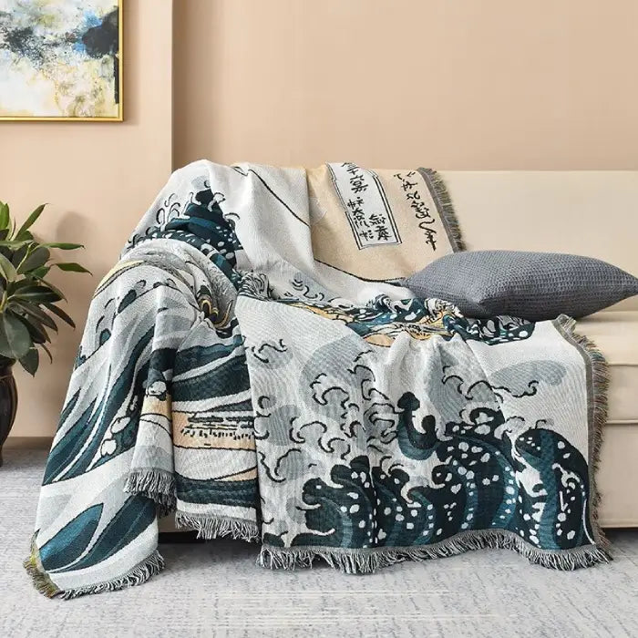 Plaid avec motif vagues "Tsunami"
