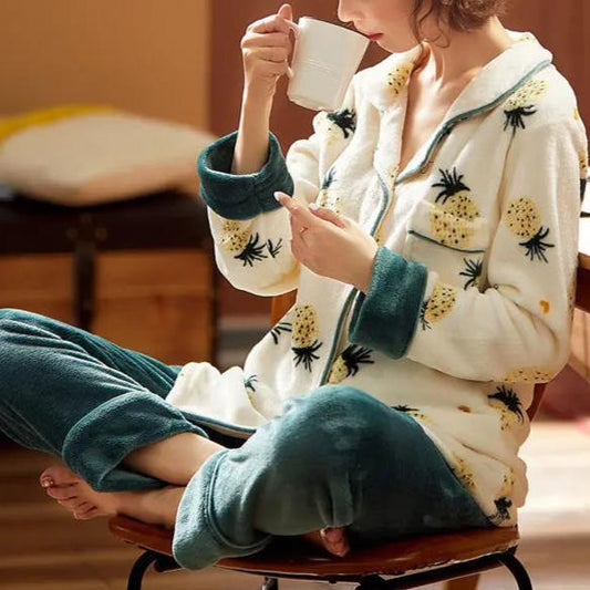 Pyjama d'hiver en polaire pour femme - Deux pièces