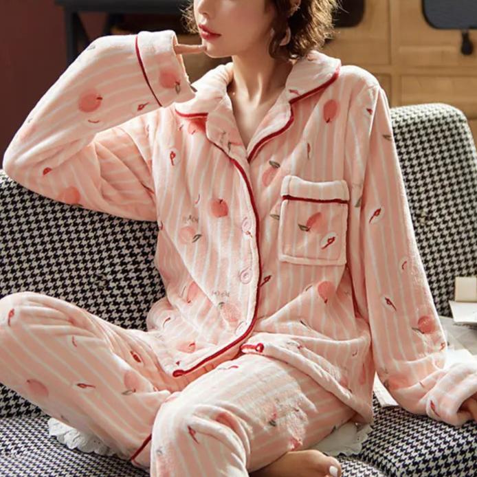 Pyjama d'hiver en polaire pour femme - Deux pièces