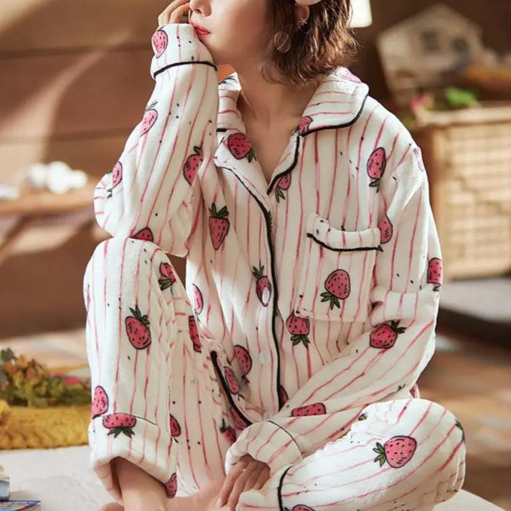 Pyjama d'hiver en polaire pour femme - Deux pièces