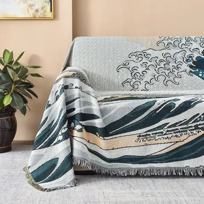 Plaid avec motif vagues "Tsunami"