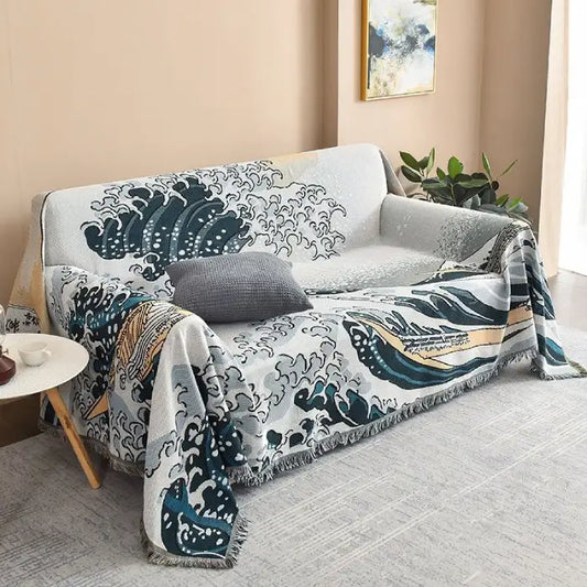 Plaid avec motif vagues "Tsunami"