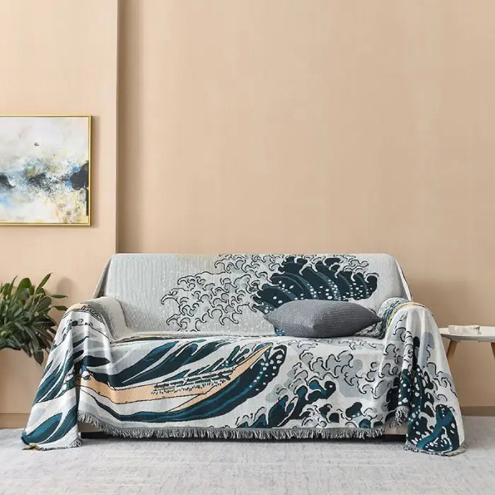 Plaid avec motif vagues "Tsunami"