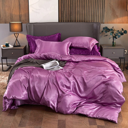 Parure de lit chic violet en satin